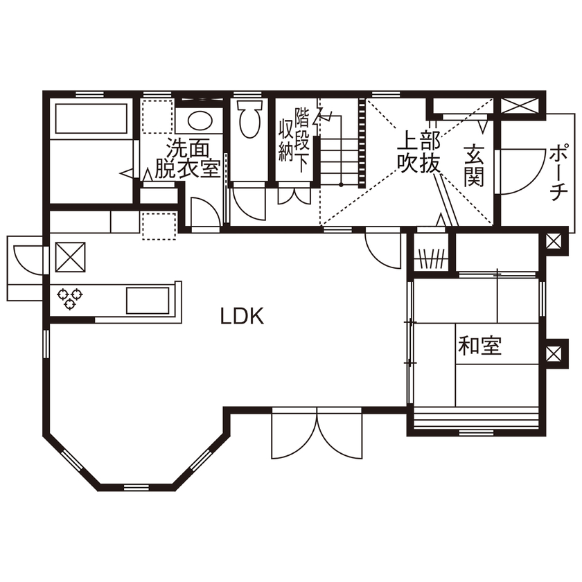 ブリリアントホーム 【2000～2499万円/30坪台/間取り図】パノラマ塔屋が目を引く、クイーンアンスタイルの優雅な住まいの間取り図（4LDK）1階