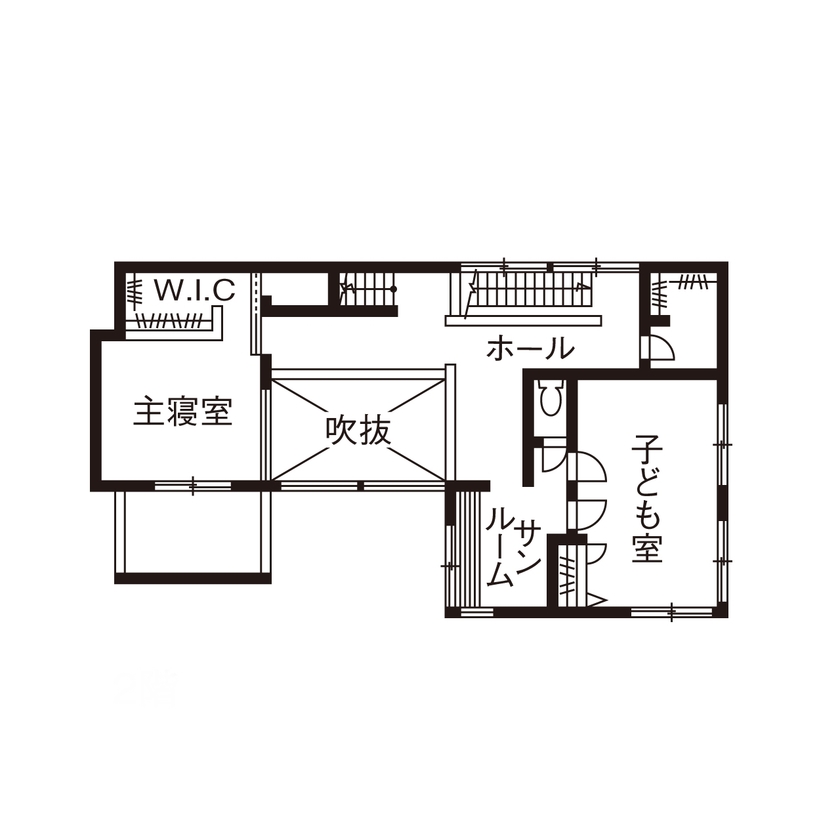 積水ハウス 【3階建て/重量鉄骨造/間取り有】ダイナミックな吹き抜けが見どころの、つながりを大切にした大空間の家の間取り図（4LDK）2階