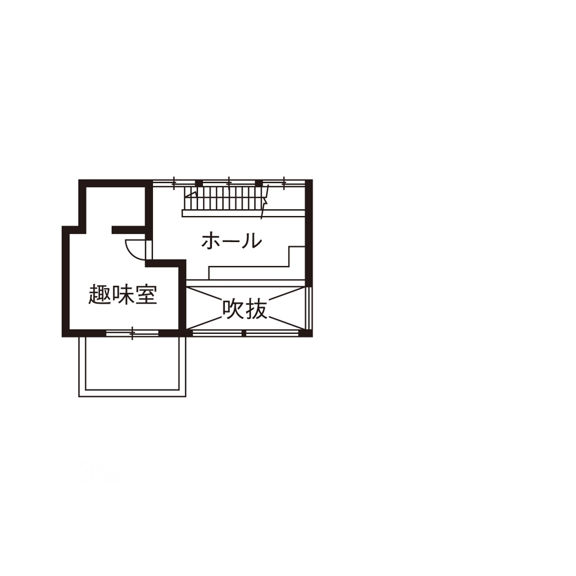 積水ハウス 【3階建て/重量鉄骨造/間取り有】ダイナミックな吹き抜けが見どころの、つながりを大切にした大空間の家の間取り図（4LDK）3階