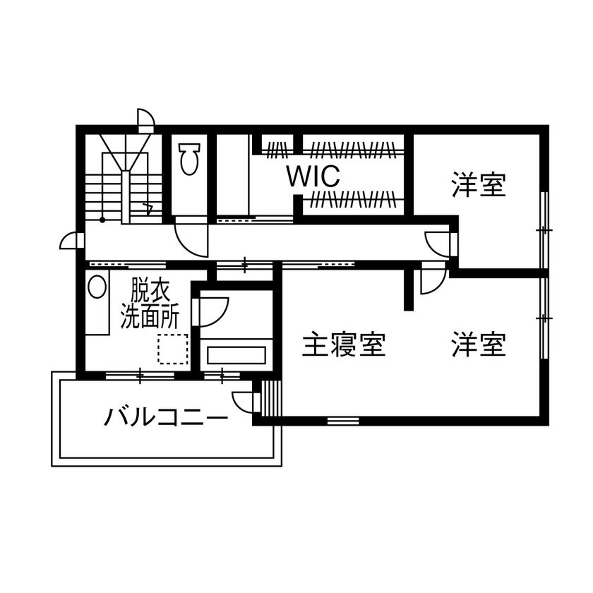 積水ハウス 【大空間/開放感/高気密・高断熱】大開口でウッドデッキとつながる、豊かな自然を満喫できる住まいの間取り図（3LDK）2階
