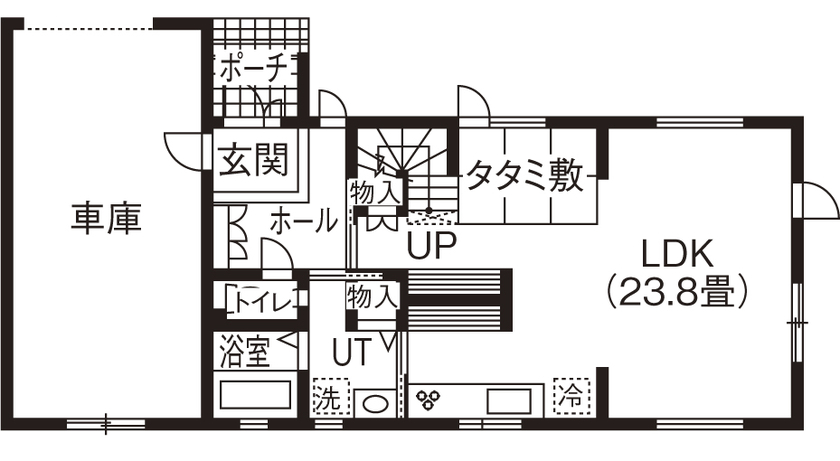 北海荘建 【札幌市/全室床暖房/間取り図有/ビルドインガレージ】建築現場で性能の高さを実感したぬくもりある我が家♪の間取り図（3LDK）１階