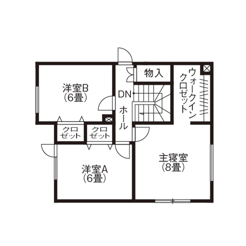 北海荘建 【4LDK/狭小地/全室床暖房/間取り図有】限られた予算内で将来を見据えた間取りに！回遊動線も実現♪の間取り図（4LDK）2階