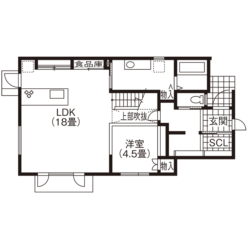 北海荘建 【石狩市/4LDK/40坪台/全室床暖房/間取り図有】美しい空間とキレイな空気。イメージを隅々まで叶えた家の間取り図（4LDK）1階