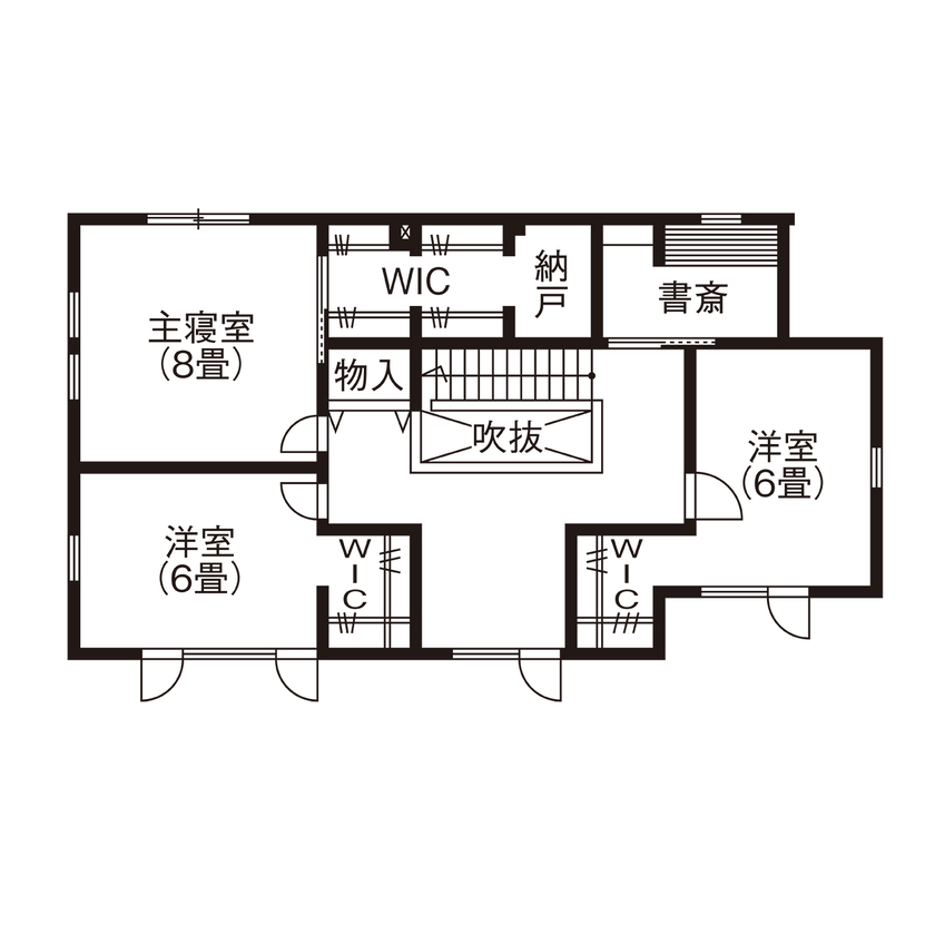 北海荘建 【石狩市/4LDK/40坪台/全室床暖房/間取り図有】美しい空間とキレイな空気。イメージを隅々まで叶えた家の間取り図（4LDK）2階