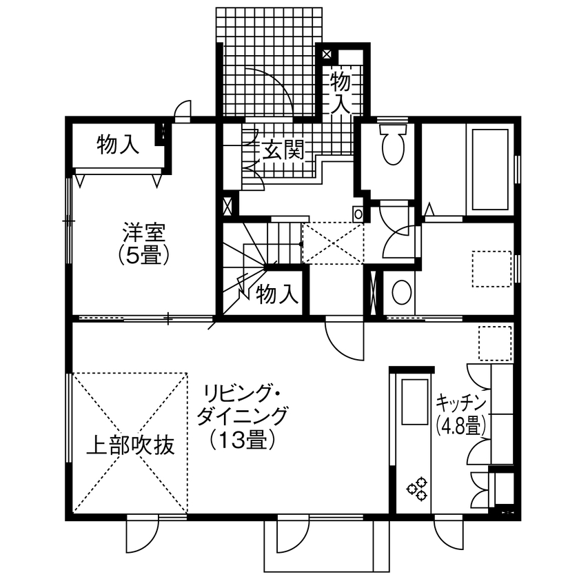北海荘建 【札幌市/4LDK/30坪台/全室床暖房】W断熱で一年中快適。冬は身体全体を包み込むような暖かさ！の間取り図（4LDK）1階