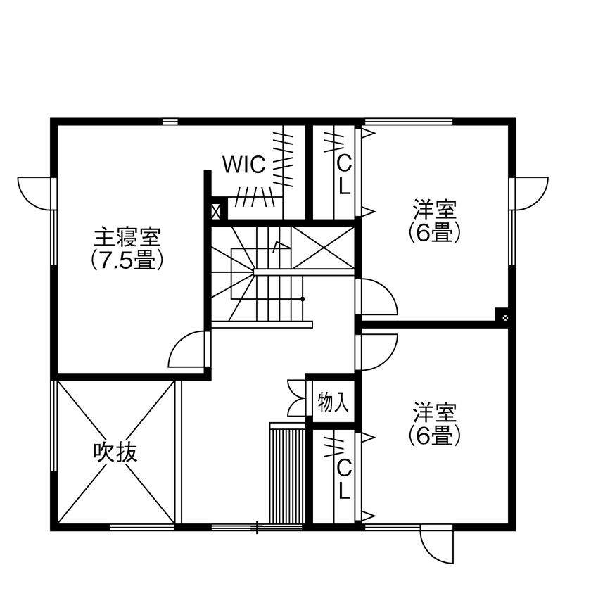 北海荘建 【札幌市/4LDK/30坪台/全室床暖房】W断熱で一年中快適。冬は身体全体を包み込むような暖かさ！の間取り図（4LDK）2階