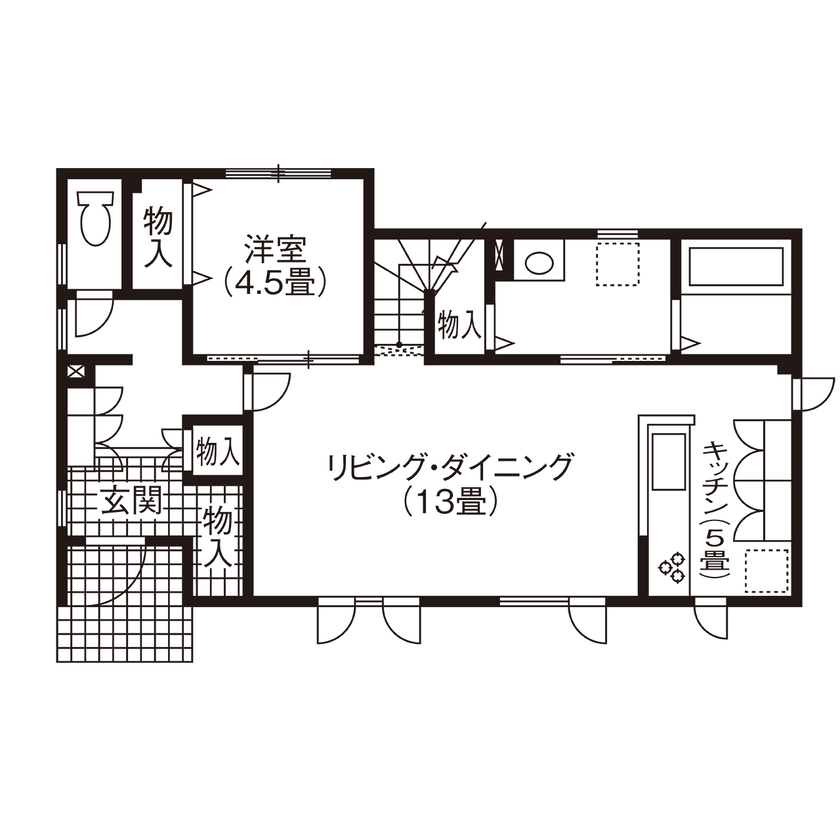 北海荘建 【札幌市/4LDK/30坪台/全室床暖房/間取り図有】床暖房だから子どもも安全。暖房器具のない暮らしの間取り図（4LDK）1階