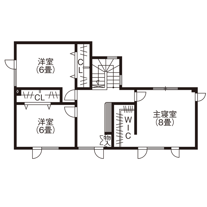 北海荘建 【札幌市/4LDK/30坪台/全室床暖房/間取り図有】床暖房だから子どもも安全。暖房器具のない暮らしの間取り図（4LDK）2階