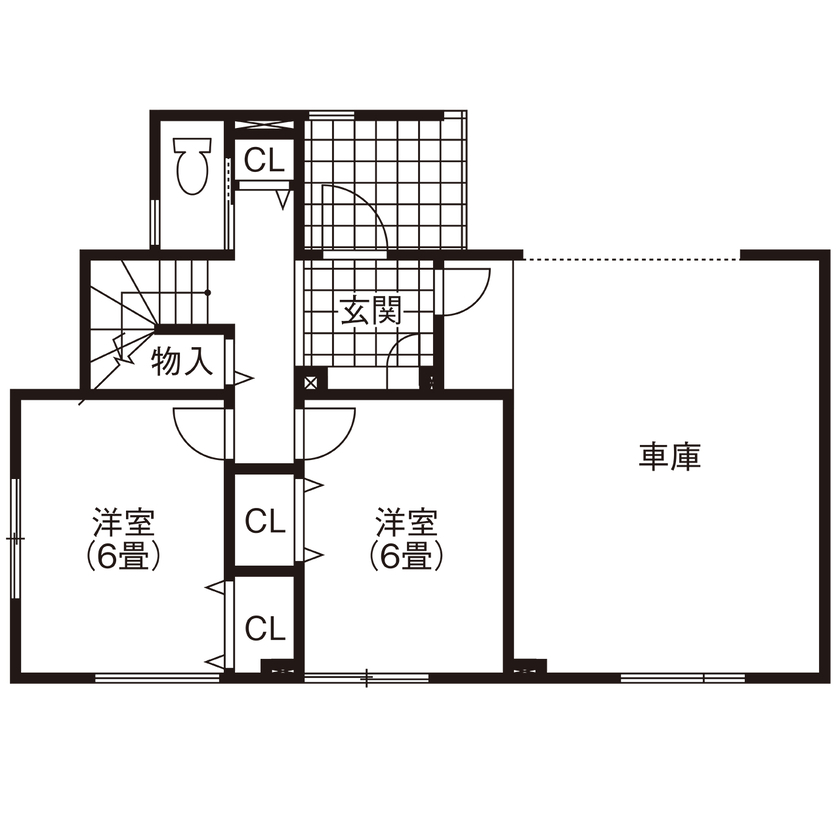 北海荘建 【札幌市/3LDK/30坪台/床暖房/間取り図有】趣味のバイクと車が入る、2階LDKのガレージハウスの間取り図（3LDK）1階