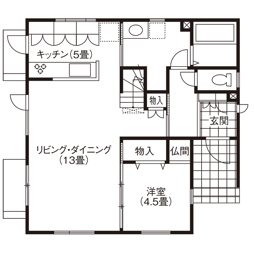 北海荘建 【石狩市/4LDK+S/30坪台/全室床暖房/間取り図有】同居する母も健康的に過ごせる、W断熱のあったかい家の間取り図（4LDK+S）1階
