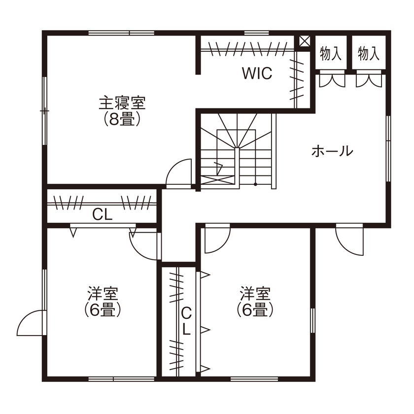 北海荘建 【石狩市/4LDK+S/30坪台/全室床暖房/間取り図有】同居する母も健康的に過ごせる、W断熱のあったかい家の間取り図（4LDK+S）2階