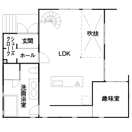 クラシスホーム 【3LDK/ホテルライク/クラシカル/間取り図】猫足の浴槽にらせん階段…海外のホテルを思わせる美しい住空間の間取り図（3LDK）1階