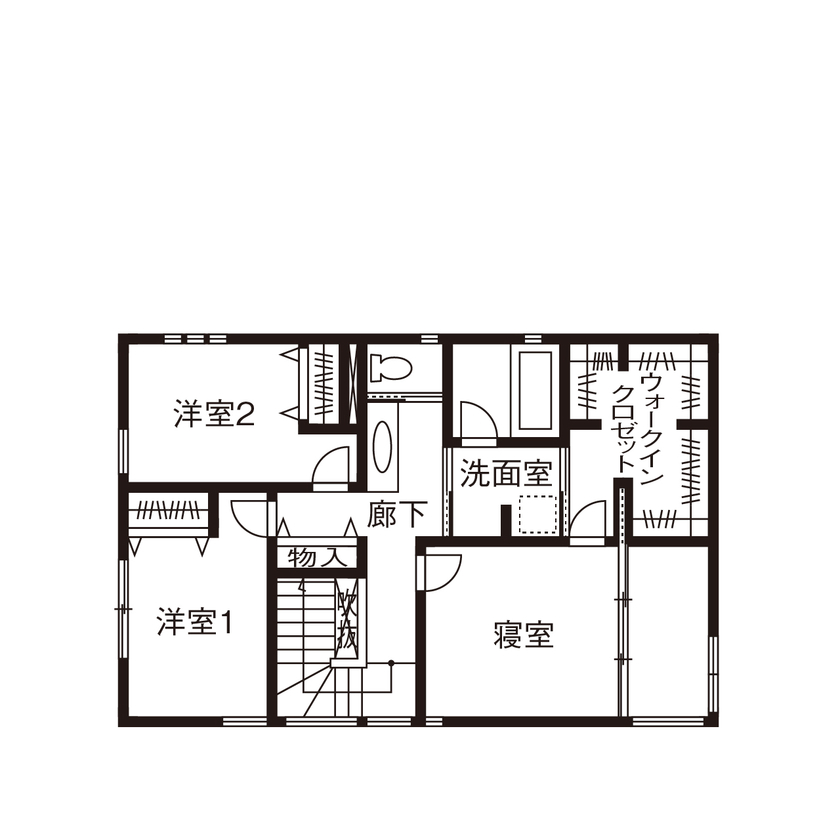 クラシスホーム 【2000万円台/45坪/ガレージ/モノトーン/間取り図】シンプルな大人空間。遊び心と機能性を両立した住まいの間取り図（3LDK）2階