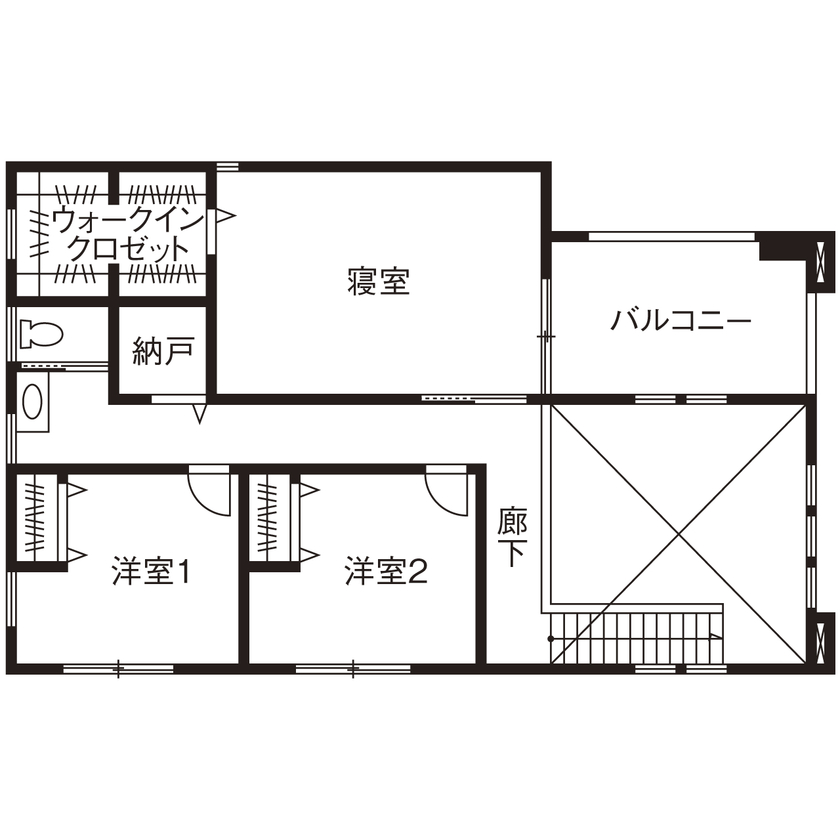 クラシスホーム 【2000万円台/43坪/ホテルライク/間取り図】30帖超LDKと吹抜けの大空間。ラグジュアリーモダンを極めた家の間取り図（4LDK）2階