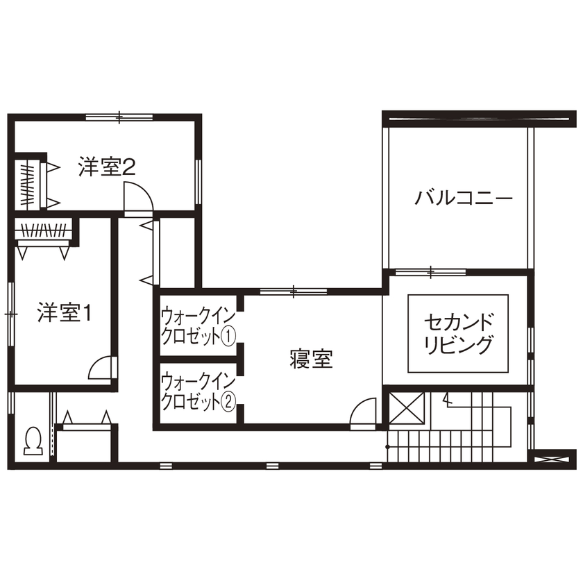 クラシスホーム 【2000万円台/4LDK/中庭/シンプルモダン/間取り図】アウトドアリビングで家族の時間を楽しめるモダンな家の間取り図（4LDK）2階