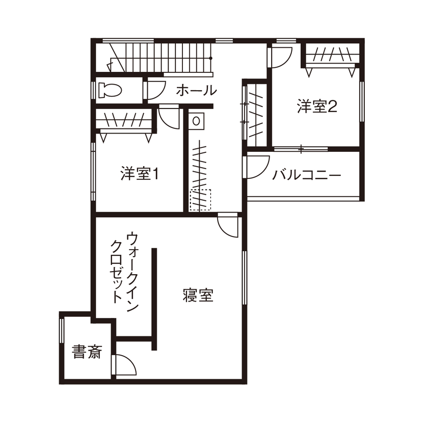 クラシスホーム 【2000万円台/3LDK/41坪/中庭/間取り図】白×グレージュの上質空間。ロの字型で叶えるプライベートな暮らしの間取り図（3LDK）2階
