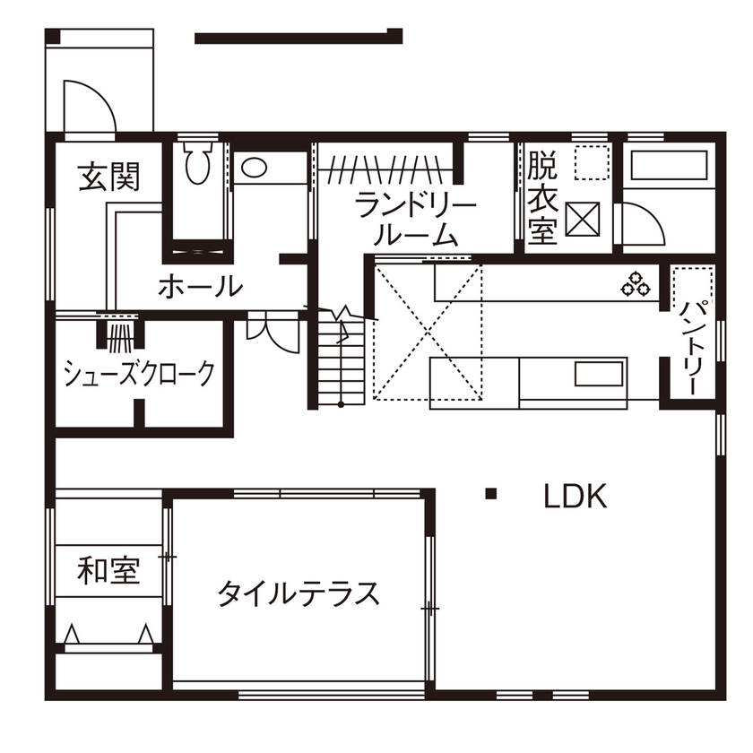 クラシスホーム 【2000万円台/3LDK/中庭/コの字/間取図】外から見えない中庭とホームシアター。素材感豊かに生活を愉しむ家の間取り図（3LDK）1階