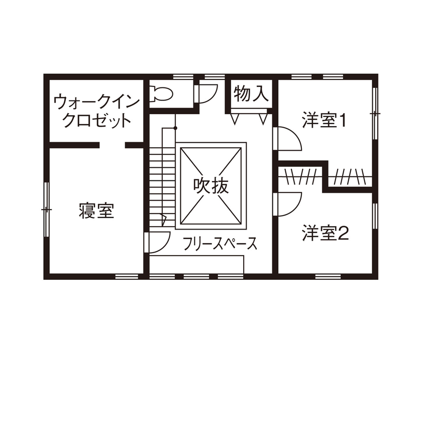 クラシスホーム 【2000万円台/3LDK/中庭/コの字/間取図】外から見えない中庭とホームシアター。素材感豊かに生活を愉しむ家の間取り図（3LDK）2階