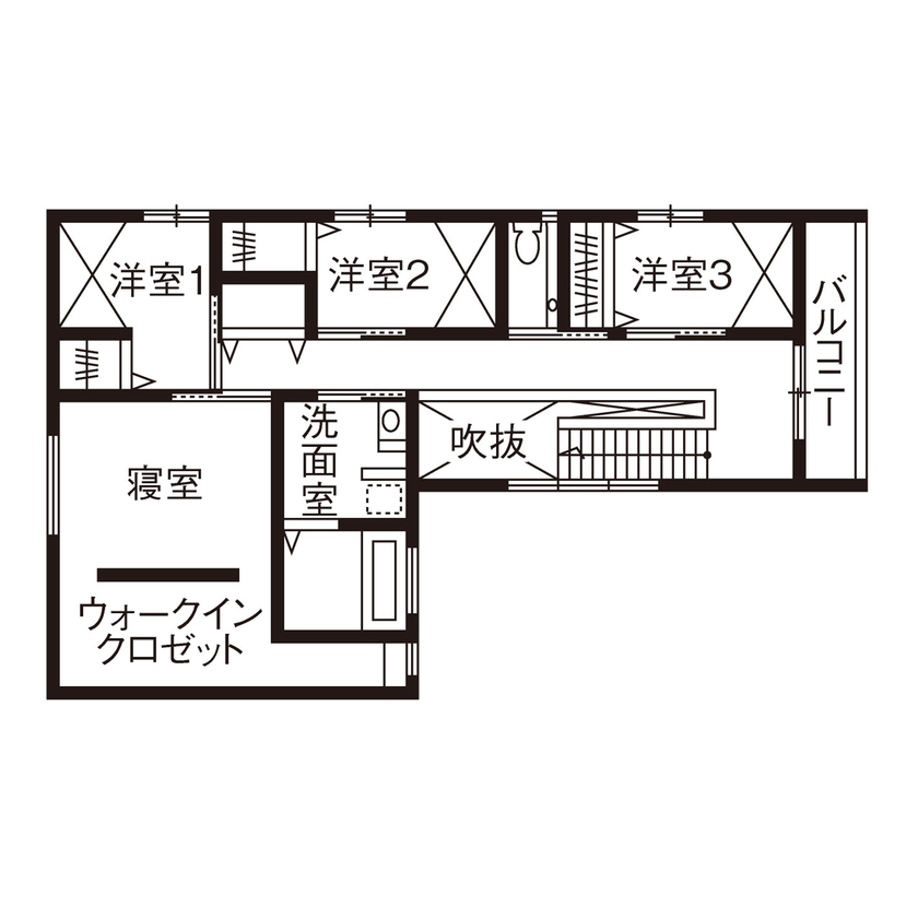 クラシスホーム 【4LDK/49坪/シンプルモダン/中庭/コの字/間取図】大開口でLDKと繋がる中庭。ホテルライクに暮らす上質な家の間取り図（4LDK）2階