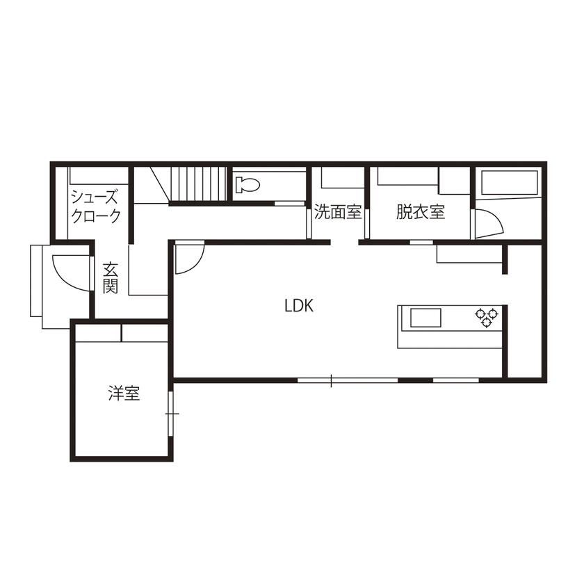 クラシスホーム 【2000万円台/4LDK/グレージュ/カフェスタイル/間取り図】アーチ型ニッチや造作棚が映える。遊び心ある家の間取り図（4LDK）1階
