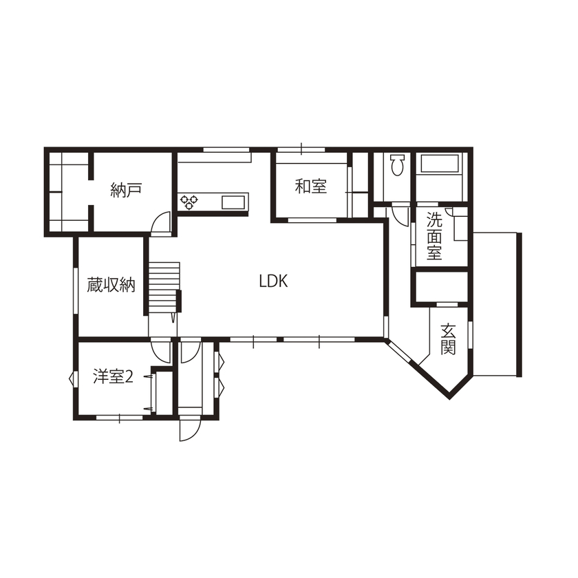 クラシスホーム 【1000万円台/4LDK/平屋/古民家風/間取り図】丸太梁や格子戸が映える。木の温もりに包まれた和モダンな家の間取り図（4LDK）1階