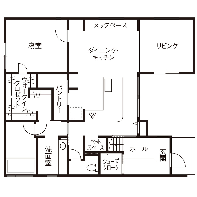 クラシスホーム 【3000万円台/49坪/ホテルライク/造作家具/間取り図】家具も浴室もオーダーメイド。中庭を囲むリゾート住宅の間取り図（4LDK）1階