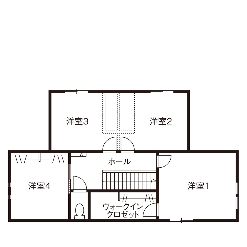 クラシスホーム 【3000万円台/49坪/ホテルライク/造作家具/間取り図】家具も浴室もオーダーメイド。中庭を囲むリゾート住宅の間取り図（4LDK）2階