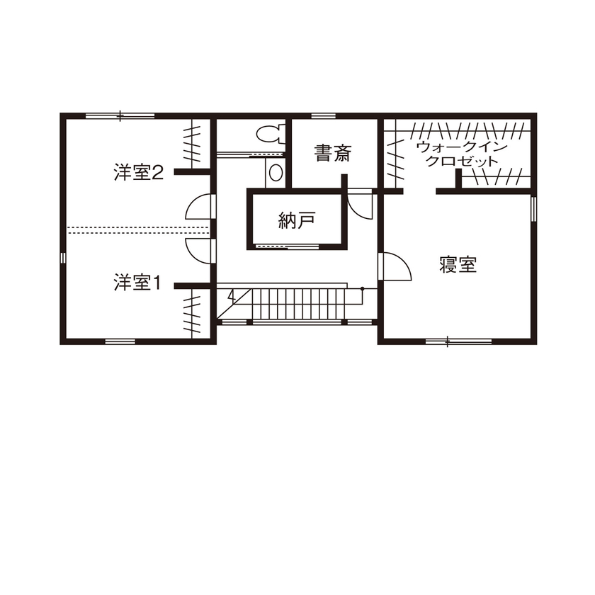 クラシスホーム 【2000万円台/2LDK/42坪/シンプルモダン/中庭/間取図】庭に面して広がる、理想を形にしたプライベート空間の間取り図（2LDK）2階