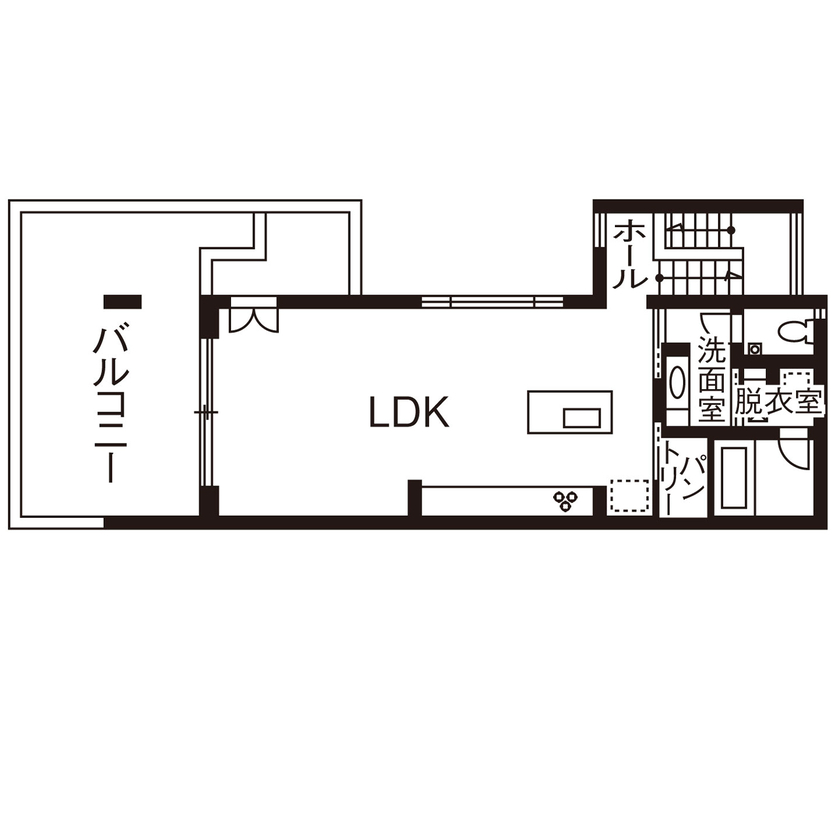 クラシスホーム 【2LDK/45坪/リゾート/2階リビング/ガレージ/間取り図】古材が映えるヴィンテージ空間。バルコニーで寛ぐ家の間取り図（2LDK）2階