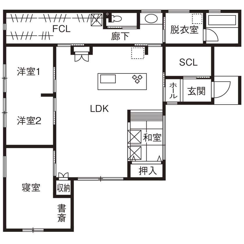 クラシスホーム 【2000万円台/4LDK/32坪/平屋/和モダン/間取図】天然木と塗り壁の質感美。眺望の良い家事ラク回遊動線の家の間取り図（4LDK）1階