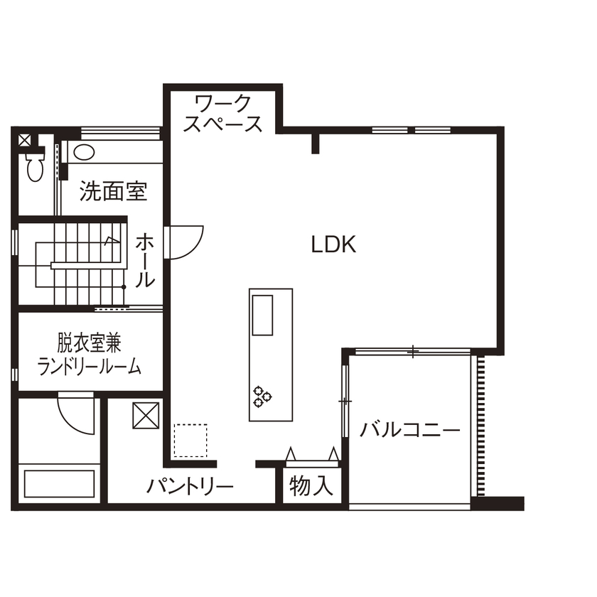 クラシスホーム 【3000万円台/シンプルモダン/45坪/間取り図】家族や友人との時間を特別に。2階リビングのガレージハウスの間取り図（2LDK+2納戸）2階