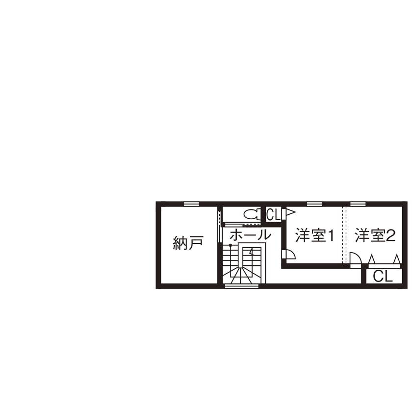 クラシスホーム 【2000万円台/平屋風/L字型/間取り図】飾り気のない余白を愉しむ。猫と暮らすシンプルな住まいの間取り図（3LDK）2階