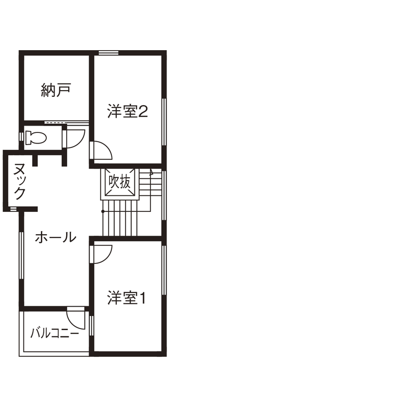 クラシスホーム 【2000万円台/3LDK/44坪/ガレージ/中庭/間取り図】造作家具が調和する、コの字型の平屋ライクな住まいの間取り図（3LDK）2階