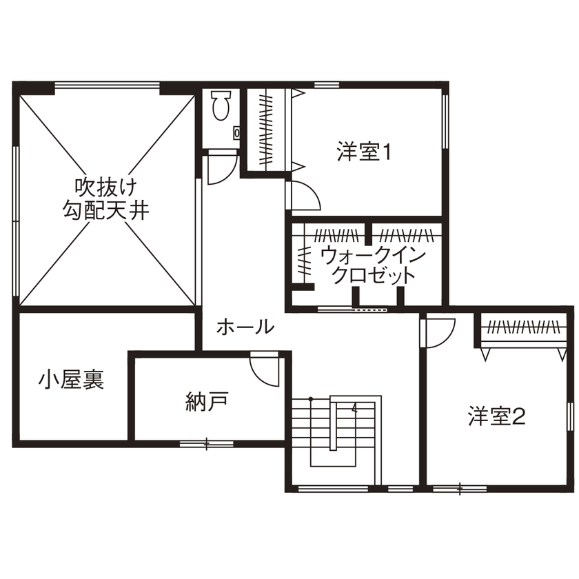 クラシスホーム 【2000万円台/3LDK/西海岸/吹抜けリビング/間取り図】白×木で爽やかに。ウッドデッキと繋がる開放的な家の間取り図（3LDK）2階