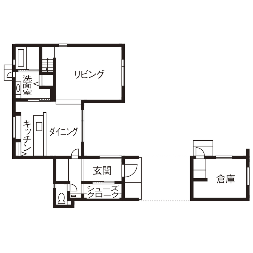 クラシスホーム 【2000万円台/39.5坪/中庭/ガレージ/間取り図】美術館のような外観。スキップフロア×中庭で開放感溢れる家の間取り図（3LDK）1階