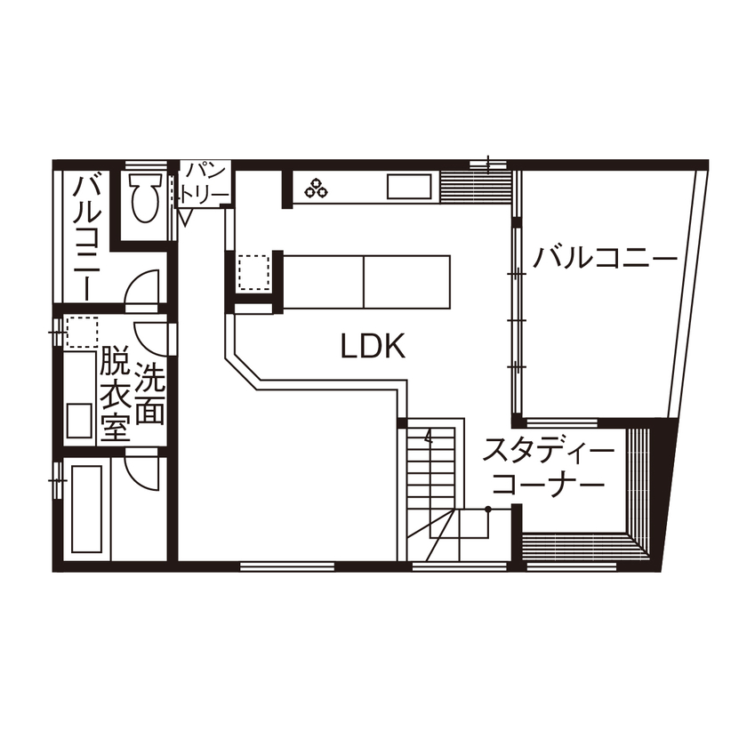 クラシスホーム 【1000万円台/2LDK/ガレージ/間取り図】生活感を感じないシンプルモダン空間に、四季折々の借景が映える家の間取り図（2LDK）2階