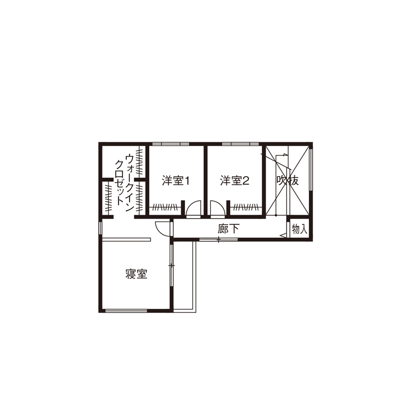 クラシスホーム 【1000万円台/4LDK/ガレージ/中庭/自然素材/間取り図】木と緑溢れるコートハウス。掃除も楽な快適設計の家の間取り図（4LDK）2階