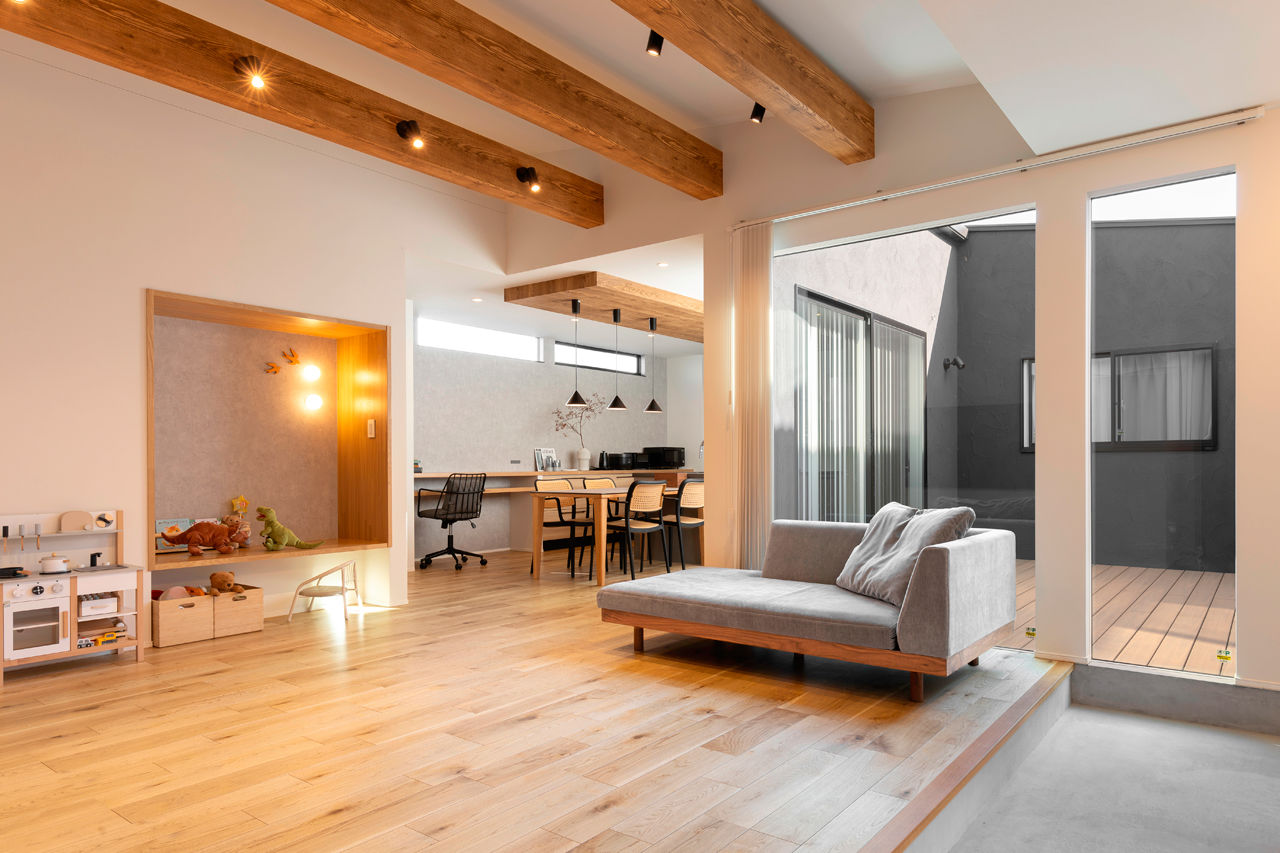 クラシスホーム 【1000万円台/3LDK/31.7坪/平屋/土間/中庭/間取り図】開放感と素材感を楽しむナチュラルモダンな家の建築実例画像2