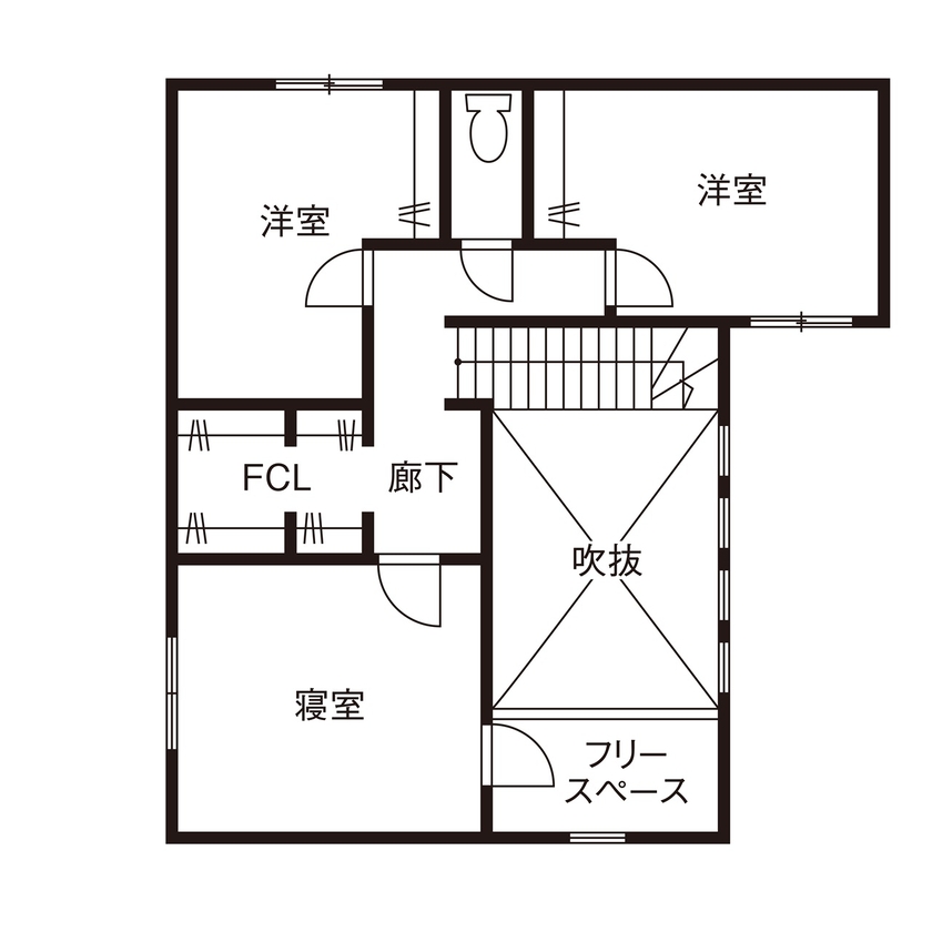 クラシスホーム 【1000万円台/3LDK/北欧モダン/吹抜け/間取り図】白いタイル外壁が映える。秘密基地ヌックと大空間LDKの家の間取り図（3LDK）2階