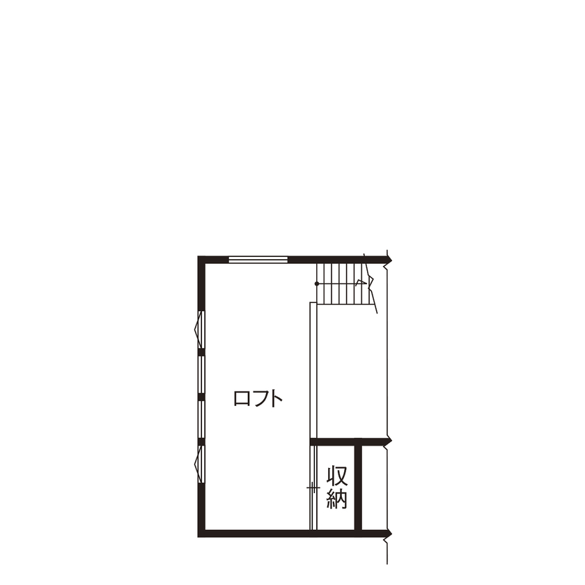 スタジオ・チッタ 【2000万円台／24.2坪／間取り有】平屋をコンセプトに設計した、みんなでワイワイできるゲストハウスの間取り図（3LDK）ロフト