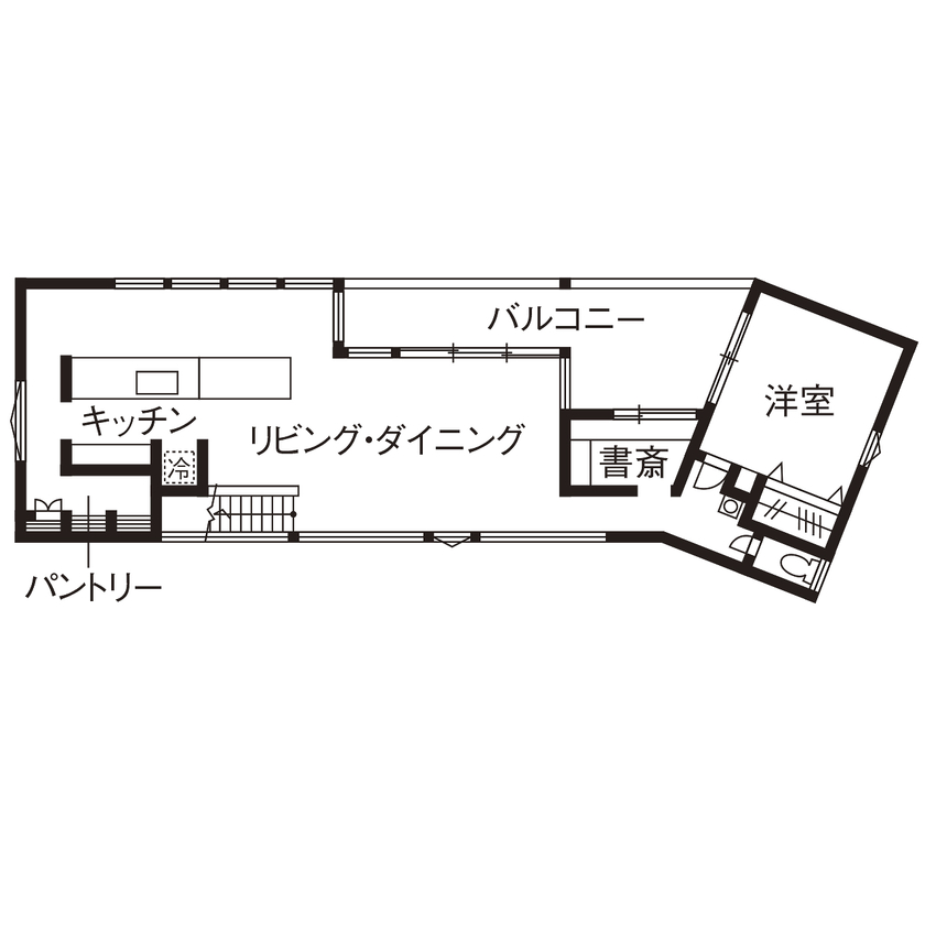 スタジオ・チッタ 【4000万円台／38.7坪／間取り有】絶景をひとりじめするガラス張りの「Location」リビングの間取り図（2LDK）2階