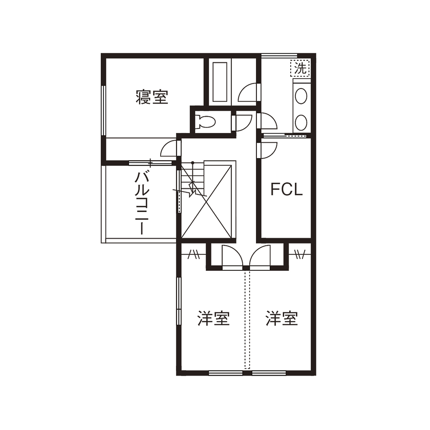 スタジオ・チッタ 【4380万円／41.1坪／間取り図有り】プライバシーを守り、自然とつながる。中庭を抱くガレージハウスの間取り図（3LDK）2階