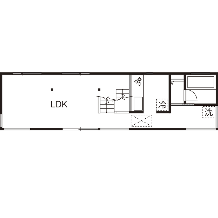 スタジオ・チッタ 【2000万円／21.3坪／間取り有／狭小住宅】限られた空間に“好き”を凝縮をした、北欧ヴィンテージの家の間取り図（1LDK）2階