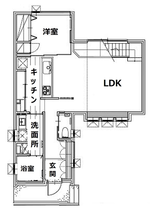 JOYハウス（西條産業） <札幌市/4人家族/32坪/天然素材/床暖房/壁面収納>本質的な心地良さを追求、狭小地の可能性を広げる家の間取り図（3LDK）1階