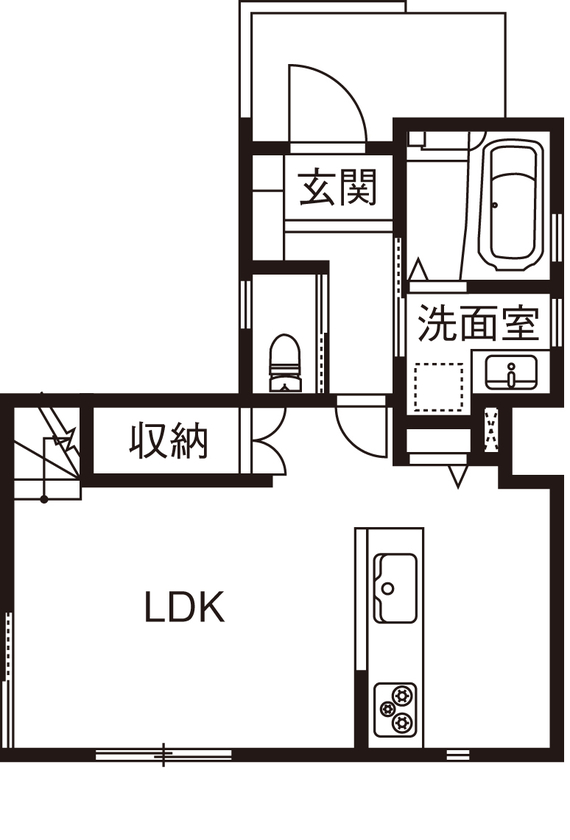 アクティブハウス 【1000万円台/20坪台/間取り有】家族の絆が深まるリビング階段。動線計画が行き届いた理想の住まいをの間取り図（3LDK）1階