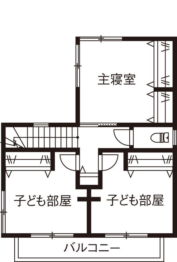 アクティブハウス 【1000万円台/20坪台/間取り有】家族の絆が深まるリビング階段。動線計画が行き届いた理想の住まいをの間取り図（3LDK）2階