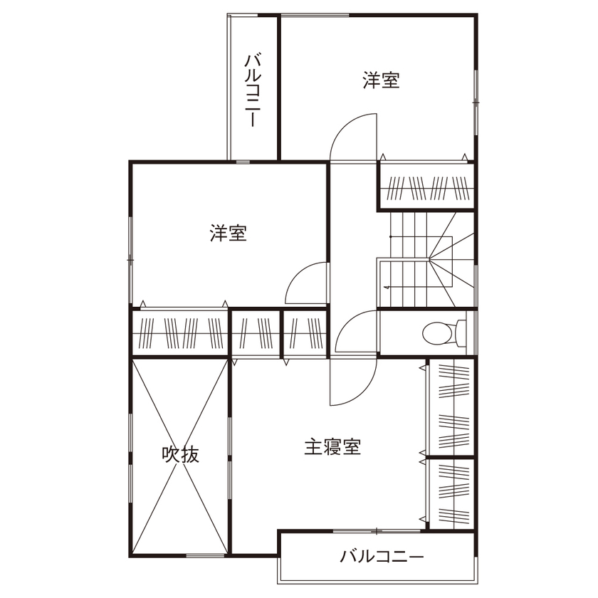 アクティブハウス 【1000万円台/30坪台/スタイリッシュ/間取り掲載】細長い家の上手な間取り。工夫をつめ込んだおしゃれな家の間取り図（4LDK）2階