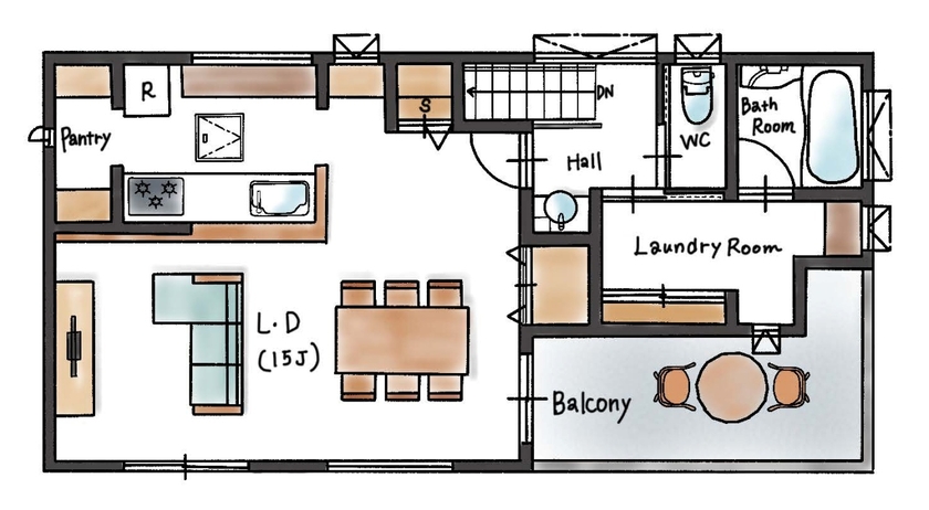 ハウスイズム建築設計事務所 【2230万円/間取り有】バイクを磨き、釣り道具を整える。ガレージで趣味に没頭できる、自分だけの秘密基地の間取り図（2LDK）2階