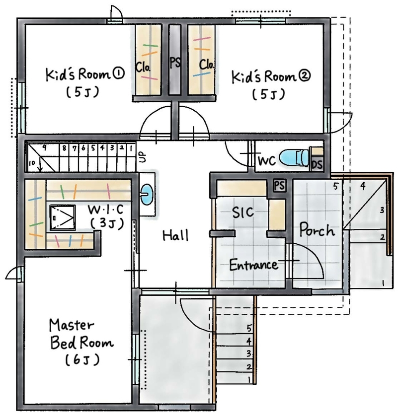 ハウスイズム建築設計事務所 【2000万円台/30坪台/間取り有】階段を上がると、光と風が迎えてくれる。開放感に包まれる2階リビングの間取り図（3LDK）1階