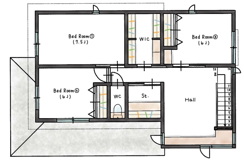 ハウスイズム建築設計事務所 【3500万円台/30坪台/間取り有】読書や音楽などが楽しめる憩いのスペースが、家族の豊かな時間を紡ぐ家の間取り図（3LDK）2階